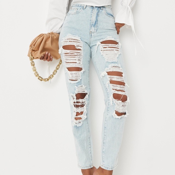 Missguided Riot Vintage Distress Mom Jeans - Picture 1 of 6